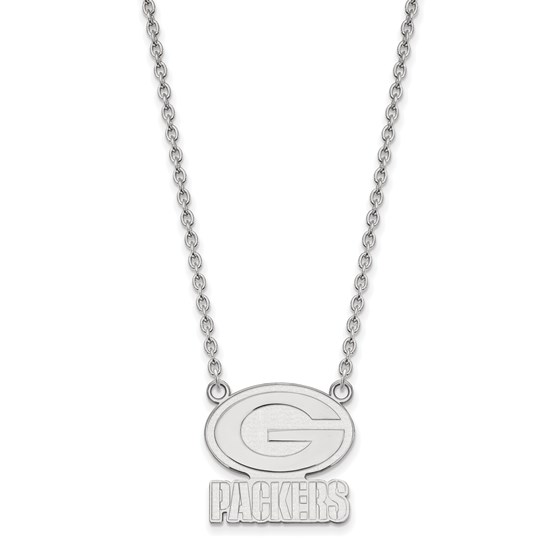 Sterling Silver Green Bay Packers Large Pendant Necklace Sterling Silver Green Bay Packers Large Pendant Necklace